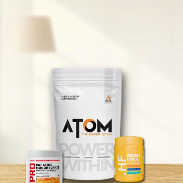 ATOM WHEY 2kg| GNC creatine| GNC Fish oil